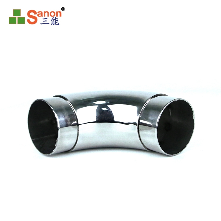 直銷不鏽鋼樓梯扶手管 不鏽鋼扶手彎頭 加厚 鏡麵拋光配件 90度彎拐可用